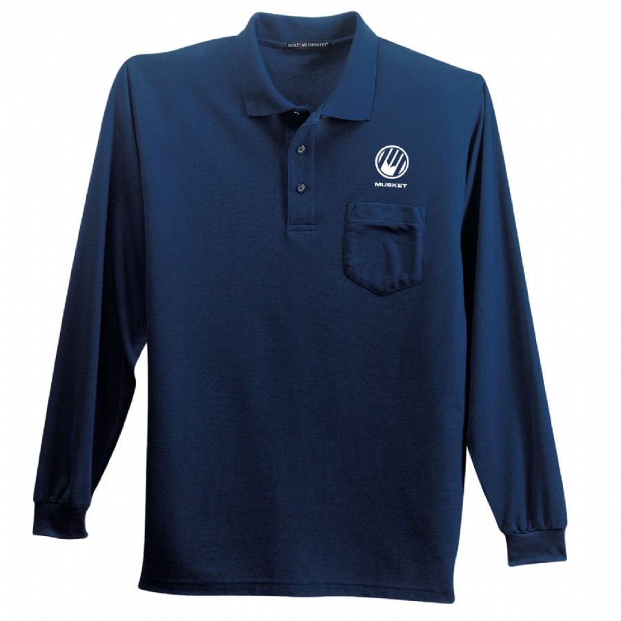 Men's Polos Silk Touch Long Sleeve Polo with Pocket M1046