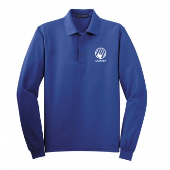 Silk Touch Long Sleeve Polo - white logo